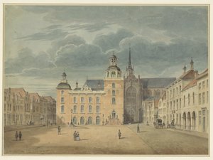 Goes (Zeeland) の市庁舎と教会 作： Théophile Schuler (possibly)