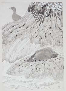 浜辺のアイダーと死んだ鳥 作： Thorolf Holmboe