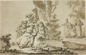 風景の中の東洋の衣装の人物 作： Tiberius Dominikus Wocher