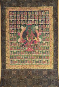 緑のタラ（綿のガッシュと金箔） 作： Tibetan School