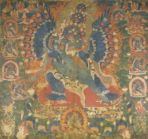マホッタラ・ヘルカを描いたタンカ 作： Tibetan School