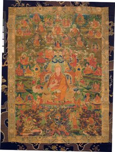 サードパンチェンラマロサンペンデンイェシェ（布にグワッシュ） 作： Tibetan School