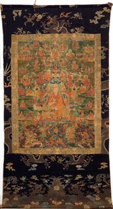 サードパンチェンラマロサンペンデンイェシェ（布にグワッシュ） 作： Tibetan School