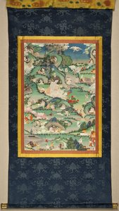 18 世紀後半のミラレパ タンカの生涯の一場面。 作： Tibetan culture