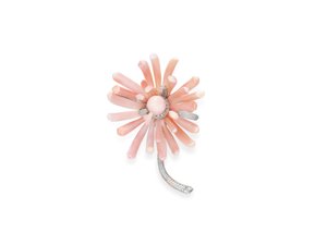 ブローチ（コンクパール、コンクシェル、ダイヤモンド＆プラチナ 作： Tiffany and Company