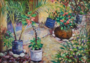 アフリカの鉢植え、2023年（油彩・板） 作： Tilly Willis