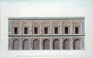 ブリュッセル、グランヴェル枢機卿（1517-86）の邸宅、庭園からの眺め、ピエール・ジャック・ゴエッヘビュールの「Choix des Monuments, Edifices et Maisons les plus remarquables du Royaume des Pays-Bas」（1827年発行）より（アクアチント）（189226も参照 作： Tilman Francois (after) Suys