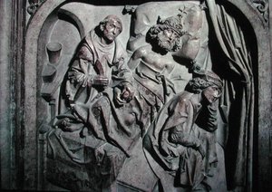 アンリ2世（973-1024）とその妻クニグンデの墓、聖ベネディクトが手術した皇帝の細部 作： Tilman Riemenschneider
