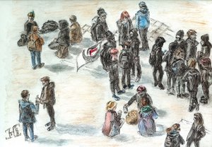 都市部での人だかり