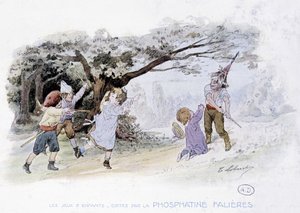 子供の遊び：戦争をする子供たち、兵士たち-デッス・ド・ロブリション、ホスファティンファリエール編、v.1920 作： Timoleon Marie Lobrichon