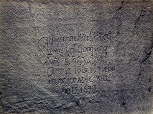 スペインによる征服の歴史的記録、碑文岩の南側、ニューメキシコ州 作： ティモシー・H・オサリバン
