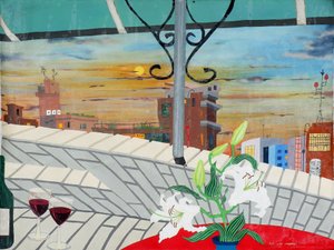 Lily with company, 2008, 油彩・キャンバス 作： Timothy Nathan Joel