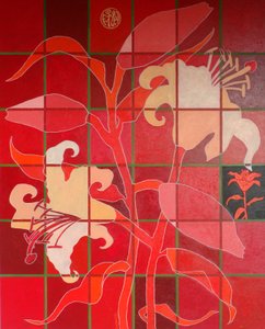 フランスの朱色のユリ、2012年、油彩、キャンバス 作： Timothy Nathan Joel