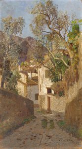 日陰の村の道、1902年 作： Tina Blau Lang