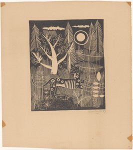 ヒョウと森の景色 作： Tinus van Doorn (signed by artist)