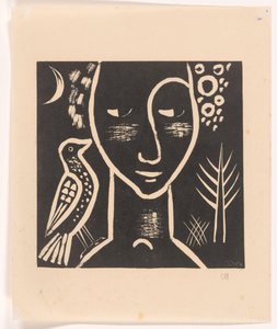 鳩と女の頭 作： Tinus van Doorn (signed by artist)