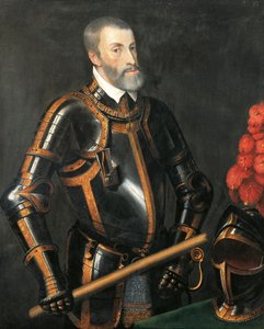 神聖ローマ帝国皇帝シャルル5世（ハスブルク）の肖像（ティツィアーノ作、絵画 作： Titian (c.1488 1576)