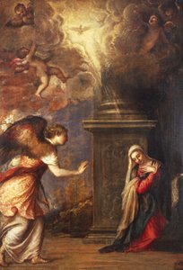 ティツィアーノ（約1490-1576）作「受胎告知」、ナポリのサン・ドメニコ・マッジョーレ教会より、油彩・キャンバス、280x210cm 作： Titian (c.1488 1576)