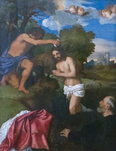 O Batismo de Cristo, c.1512 (óleo sobre madeira) 作： Titian (c.1488 1576)