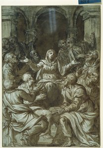 サント・スピリトの使徒たちと聖母マリア ( 作： Titian (c.1488 1576)