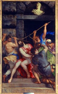いばらの花輪を持つキリスト ティツィアーノ・ヴェチェッリオ（1485-1576）の絵画 16世紀 日3.03×1.8m 作： Tiziano Vecelli