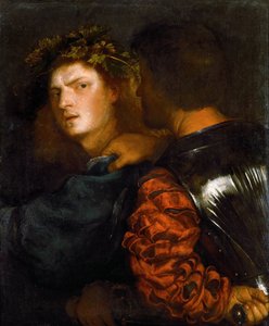 ティツィアーノ（1488-1576）の「Le bravo - The Bravo」。キャンバスに油彩、約1515-1520年。サイズ：77x66.5cm。美術史博物館、ヴィエンヌ 作： Tiziano Vecelli