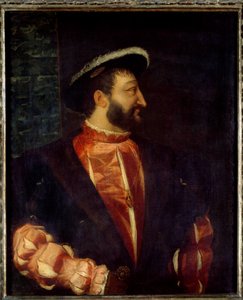 フランス王フランソワ1世（1494-1547）の肖像 ティツィアーノ・ヴェチェッリオ・ディット・ル・ティツィアーノ（1485-1576）の絵画 1538年日。1,09x0,89 m