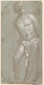 聖セバスチャン (紙にペン、インク、水彩) 作： Titian (c.1488 1576)