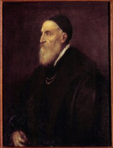 自画像。ティツィアーノ・ヴェチェッリオが描いた「ティツィアーノ」（1485-1576）と呼ばれる絵画 作： Tiziano Vecelli
