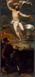 ポリプティック「アヴェロールディ」の中央パネルの復活。ティツィアーノ・ヴェチェッリオ（1490年頃～1576年）による木画 16世紀 ブレシア、聖ナッザーロと聖セルソの教会 作： Tiziano Vecelli