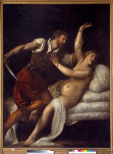 ルークレイスの強姦（？-509年頃）またはタルキンとルクレイス。ティツィアーノ・ヴェチェッリオ（1485-1576）の作品。