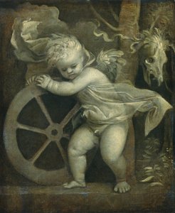 時の輪を持つキューピッド、c。 15151520。 作： Titian