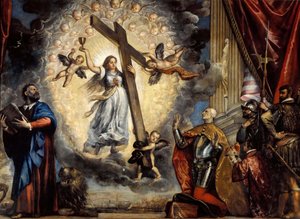 1555 年から 1576 年にかけて、信仰の前に跪くドージェ アントニオ グリマーニ。 作： Titian