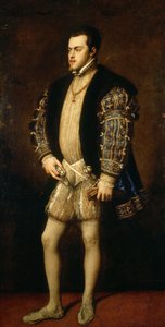 フィリップ 2 世 (1527 ～ 1598 年)、スペインとポルトガルの王の肖像。 作： Titian