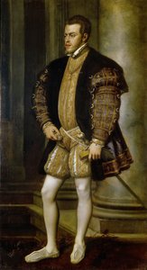 フィリップ 2 世 (1527-1598 年) の肖像、スペインとポルトガルの王、1554 年頃。 作： Titian