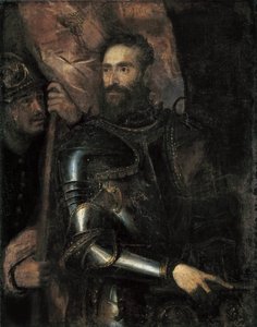 Pier Luigi Farnese 1503-1547の肖像、c。 1546年。 作： Titian