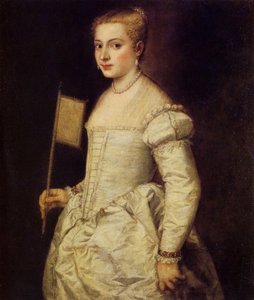 白い服を着た女性の肖像、1561年頃。 作： Titian