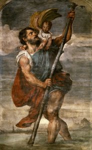 聖クリストファー、1523-1524年。 作： Titian