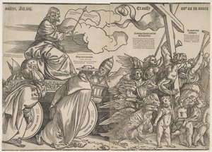 トランペットとキリストの戦車、c.1511 作： Tiziano Vecelli