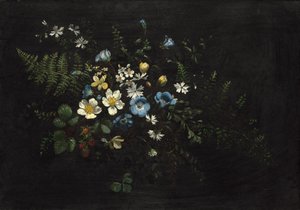 花とシダのしぶき、日付不明。 作： Titian Ramsay Peale