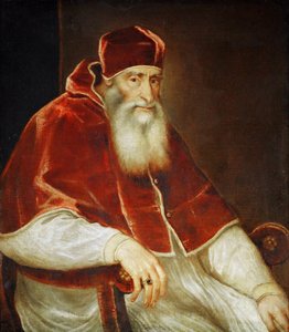 教皇パウロ3世ファルネーゼの肖像、1543年 作： Tiziano Vecelli