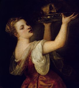 洗礼者聖ヨハネの首を担っているサロメ、1549年頃 作： Tiziano Vecelli