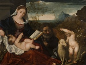 聖ヨハネとの聖家族 作： Tiziano Vecelli