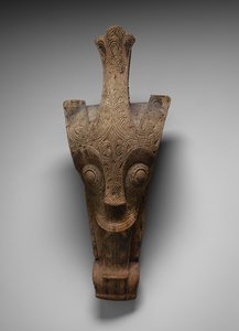 シンガを表す家の正面の装飾、c.1875-1900（木） 作： Toba Batak Culture