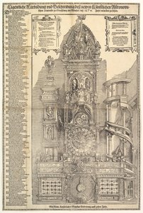 1574年、ストラスブールの大聖堂の天文時計。 作： Tobias Stimmer