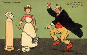 メリーは父のお気に入りの胸像を壊す（カラーリトグラフ 作： Tom Browne