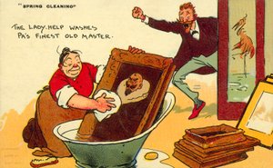 春の大掃除、レディシップはパス最高級のオールドマスター（クロモリト）を洗う 作： Tom Browne