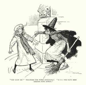 "あなたは私を知っているの？"と魔女は嬉しそうに囁いた。"トニーを迷わせていたのは私なのよ"(litho) 作： Tom Browne