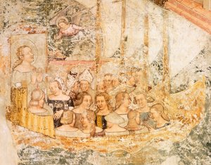 ローマへの出航、トンマーゾ・ダ・モデナ（1326-1379）作「聖ウルスラの物語」のフレスコ画、詳細、トレヴィーゾのサンタ・カテリーナ教会蔵