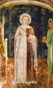 聖アグネス トマソ・ダ・モデナ（1326-1379）作 フレスコ画 サン・ニコロ教会（トレヴィーゾ）にて 作： Tomaso da (late 15th century) Modena